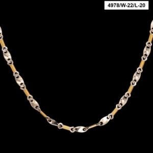 22Kt Solid Yellow Gold Necklace 2 Tone Hot Sale Dubai Chain 24g  20''L