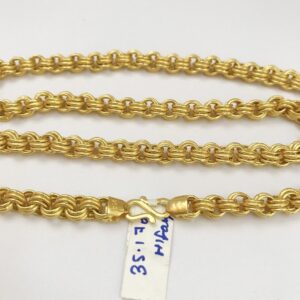 18 Kt Yellow REAL GOLD Necklace Double Link Chain For Men 35.170 Gms 7.20 MM