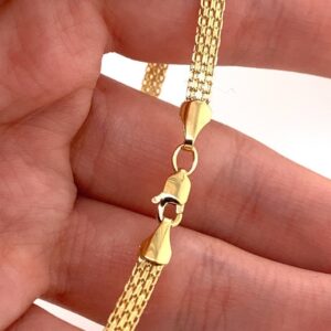18Kt Real Solid Yellow Gold Bismarck Necklace Chain Wide 5MM 14 Grams 20 Inches