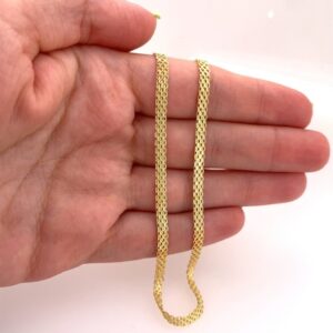 18Kt Real Solid Yellow Gold Bismarck Necklace Chain Wide 5MM 14 Grams 20 Inches