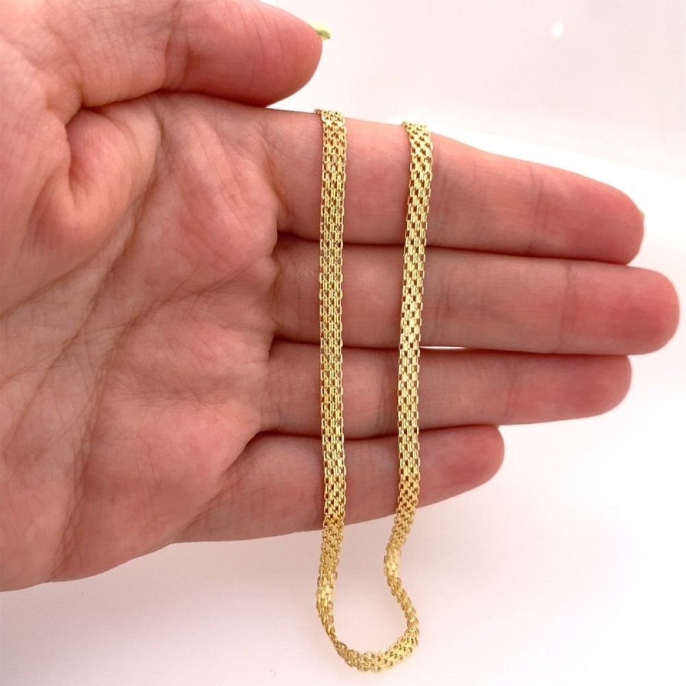 18Kt Real Solid Yellow Gold Bismarck Necklace Chain Wide 5MM 14 Grams 20 Inches