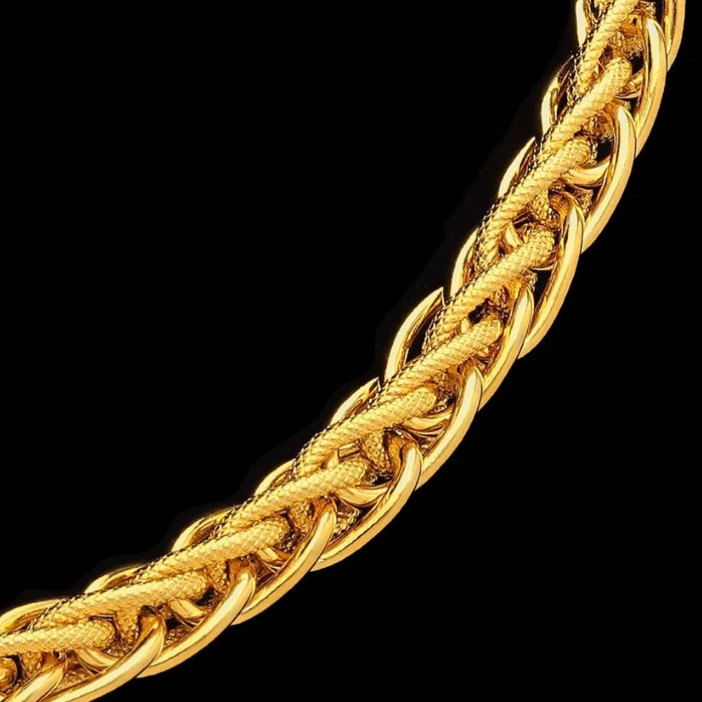 22 Kt Real Solid Yellow Gold Hallmark Necklace Interlink Men'S Chain 40 Grams