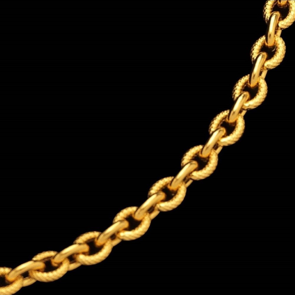 22 Kt Real Solid Yellow Gold Hallmark Necklace Curb Round Link Chain 18 Grams