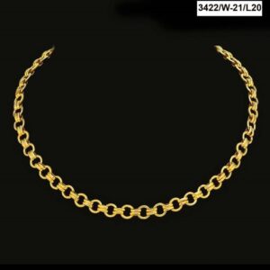 22 Kt Real Solid Yellow Gold Hallmark Necklace Curb Round Link Chain 24 Grams