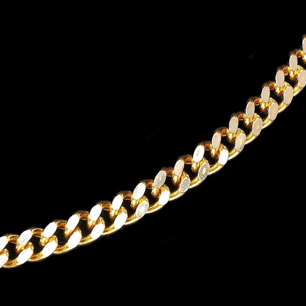22 Kt Hallmark Real Solid Yellow Gold Hip Hop 2 Tone Long Necklace Chain 28 Gram