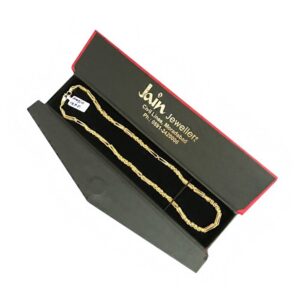 18 Kt Hallmark Real Solid Yellow Gold Curb Cuban Necklace Hollow Chain 12.670 Gm