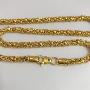 18 Kt Hallmark Real Solid Yellow Gold Curb Cuban Necklace Men'S Chain 19.780 Gms