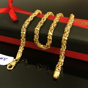 18 Kt Hallmark Real Solid Yellow Gold Curb Cuban Necklace Men'S Chain 19.780 Gms