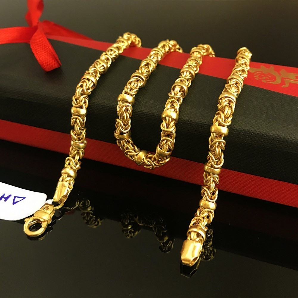 18 Kt Hallmark Real Solid Yellow Gold Curb Cuban Necklace Men'S Chain 19.780 Gms