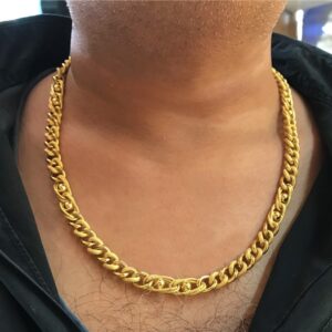 18 Kt Hallmark Real Solid Yellow Gold Curb Cuban Necklace Men'S Chain 30 Gm