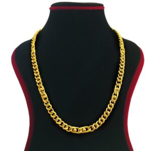 18 Kt Hallmark Real Solid Yellow Gold Curb Cuban Necklace Men'S Chain 30 Gm