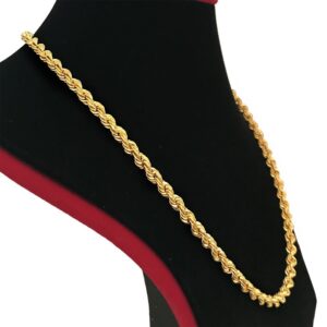 18 Kt Hallmark Real Solid Yellow Gold Silken Boho Unisex Rope Necklace Chain 6MM