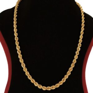 18 Kt Hallmark Real Solid Yellow Gold Silken Boho Unisex Rope Necklace Chain 6MM