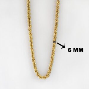 18 Kt Hallmark Real Solid Yellow Gold Silken Boho Unisex Rope Necklace Chain 6MM
