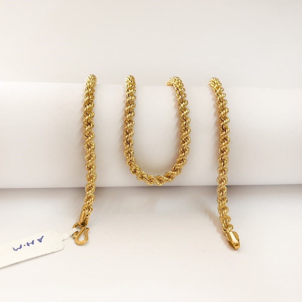 18 Kt Hallmark Real Solid Yellow Gold Silken Chunky Wide Rope Necklace Chain 5MM