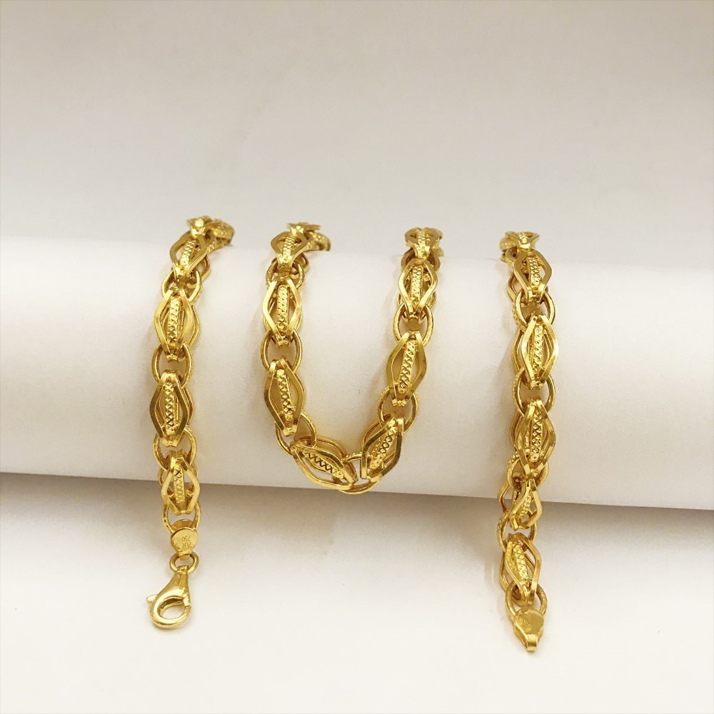Real Gold Necklace Men's Link Chain 18Kt Yellow Gold 24.180 Gms 6.47 MM Wide 22"