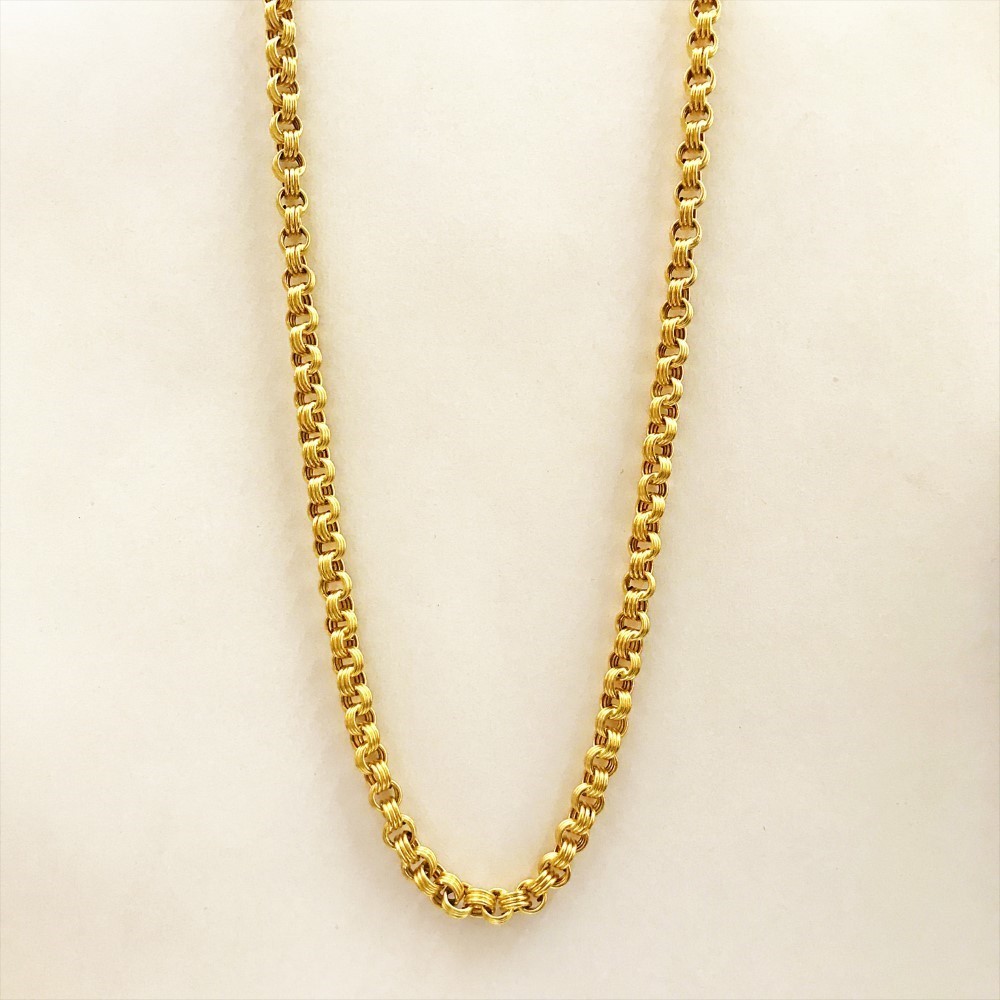Real Gold Necklace Men's Link Chain 18Kt Yellow Gold 18.280 Gms 5.74 MM Wide 21" - Image 2