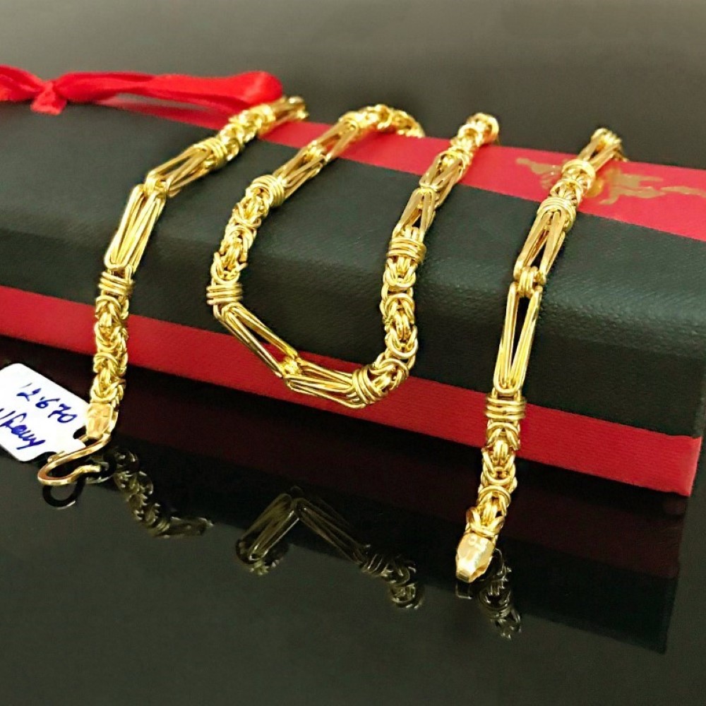 22Kt Hallmark Real Solid Yellow Gold Curb Cuban Necklace Hollow Chain 22 Inch