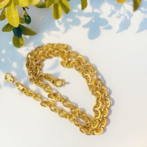 18Kt Real Solid Yellow Gold Curb Cuban Link Necklace Chain Width 8MM 45 Gms 26"