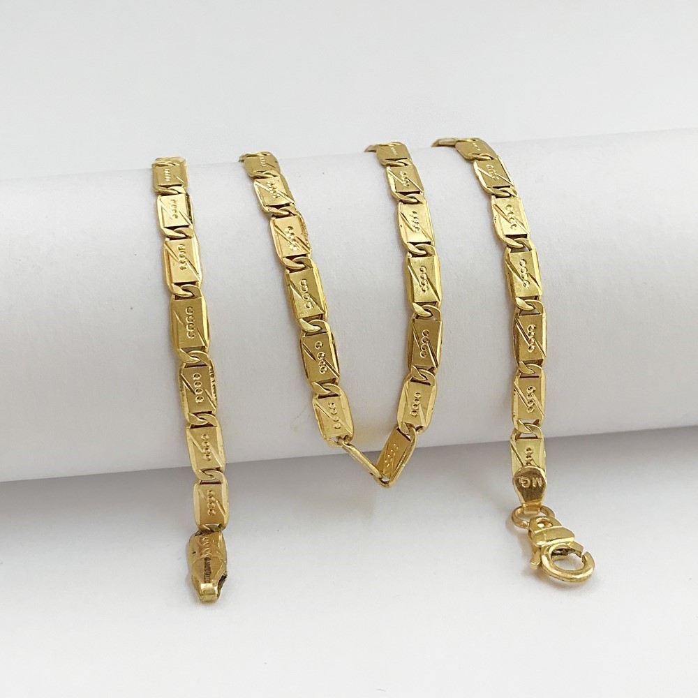 18Kt Real Solid Yellow Gold Curb Cuban Necklace Men'S Chain 11.160 Grams 20'' L
