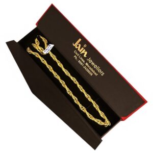 18 Kt Hallmark Real Solid Yellow Gold Dubai Necklace Men'S Chain 31.960g 21.5" L