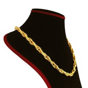 18 Kt Hallmark Real Solid Yellow Gold Dubai Necklace Men'S Chain 31.960g 21.5" L