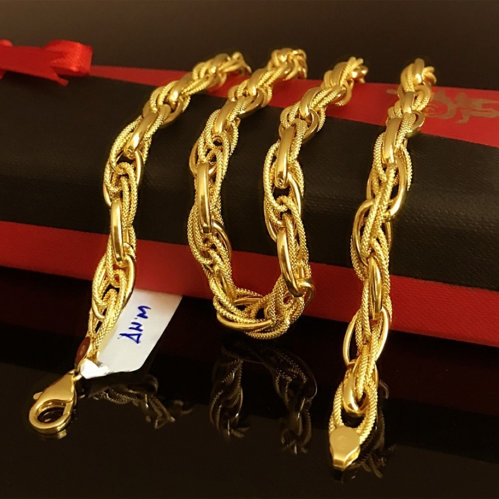 18 Kt Hallmark Real Solid Yellow Gold Dubai Necklace Men'S Chain 31.960g 21.5" L
