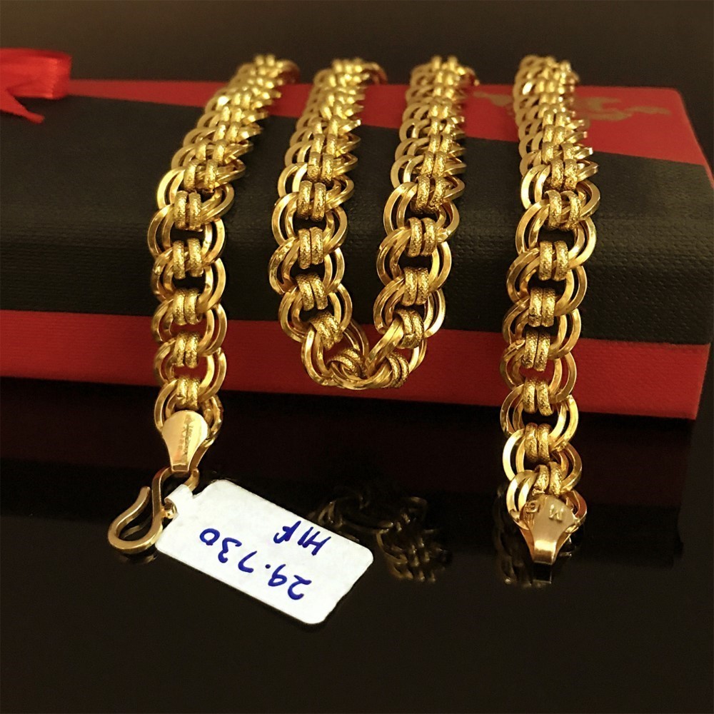 18 Kt Hallmark Real Solid Yellow Gold Dubai Necklace Men'S Chain 29.730 Gm 22" L