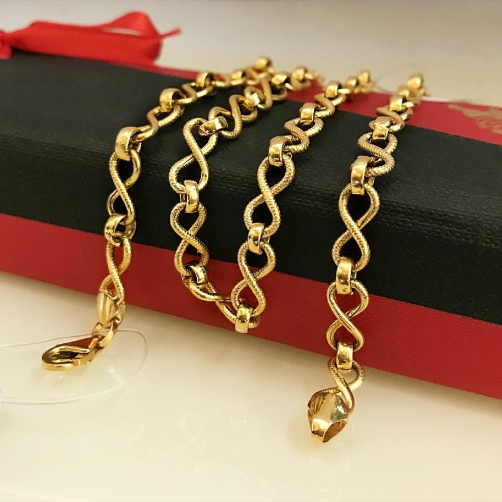 18 Kt Hallmark Solid Yellow Gold Link Cuban Necklace Men'S Chain 16.040 g 19.5"L