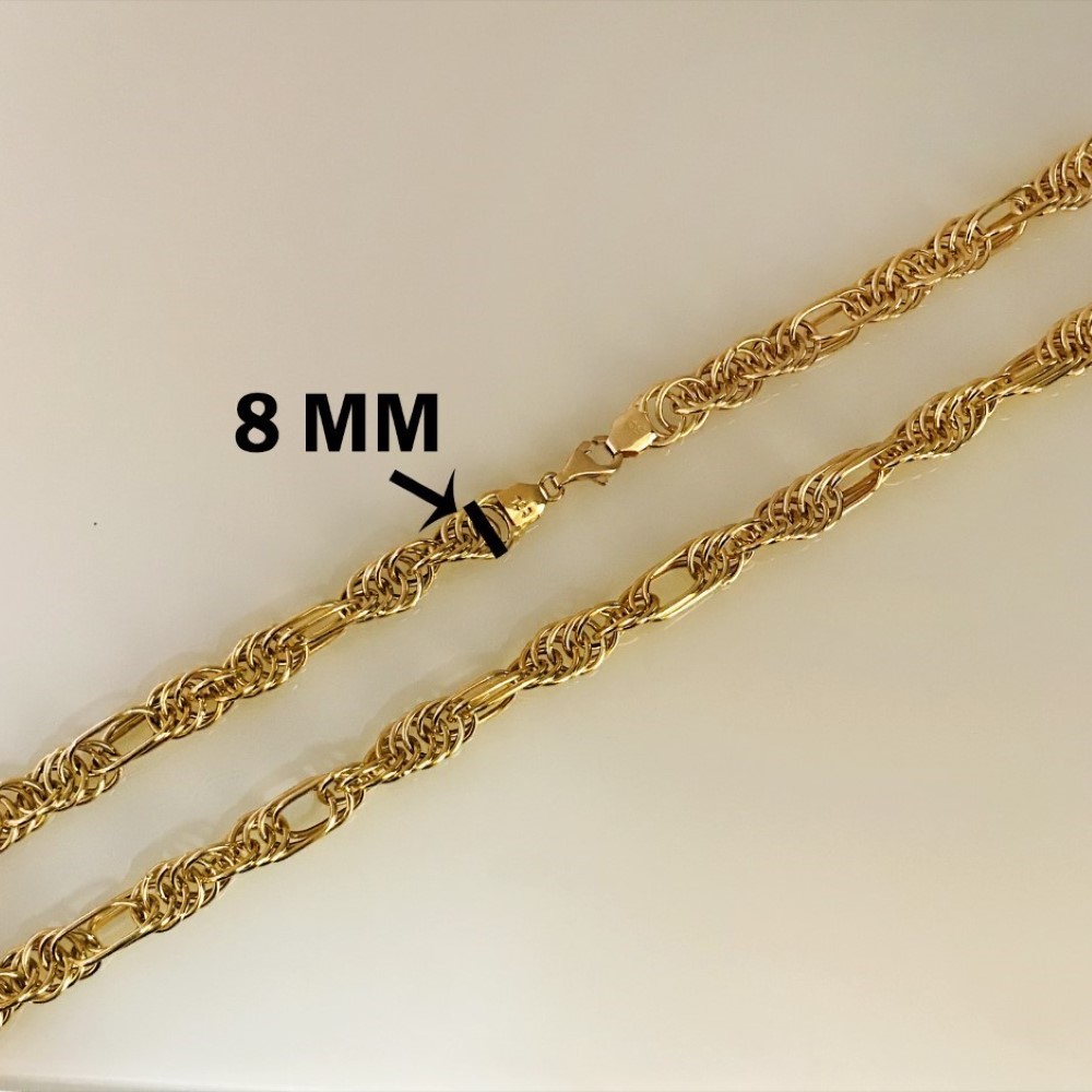 18 Kt Hallmark Real Solid Yellow Gold Necklace Men'S Figaro Chain 21.400g 20''L - Image 5
