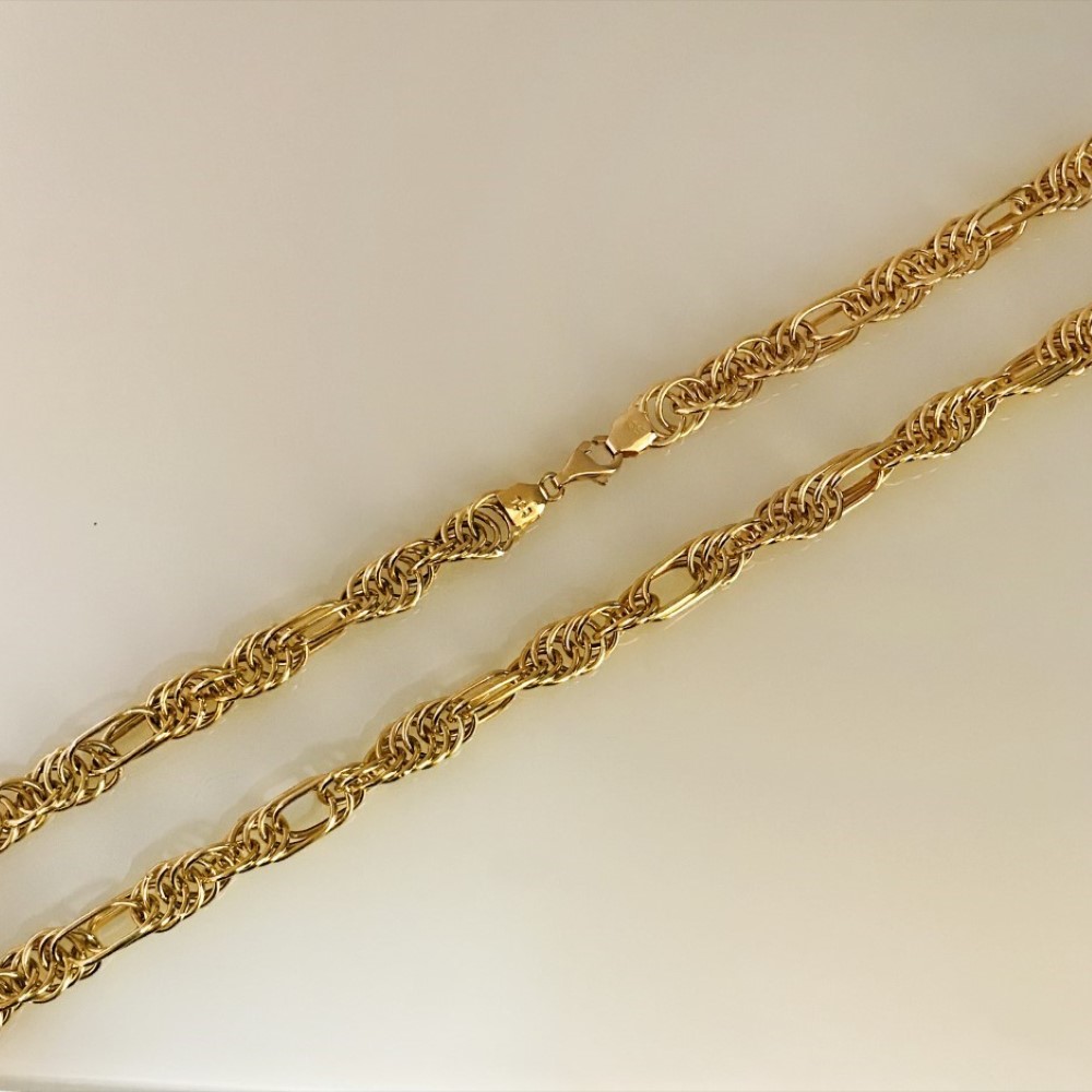 18 Kt Hallmark Real Solid Yellow Gold Necklace Men'S Figaro Chain 21.400g 20''L - Image 4