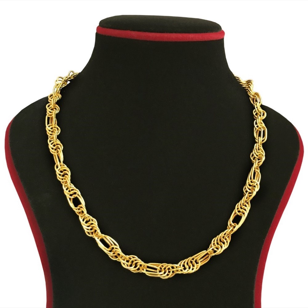 18 Kt Hallmark Real Solid Yellow Gold Necklace Men'S Figaro Chain 21.400g 20''L - Image 2
