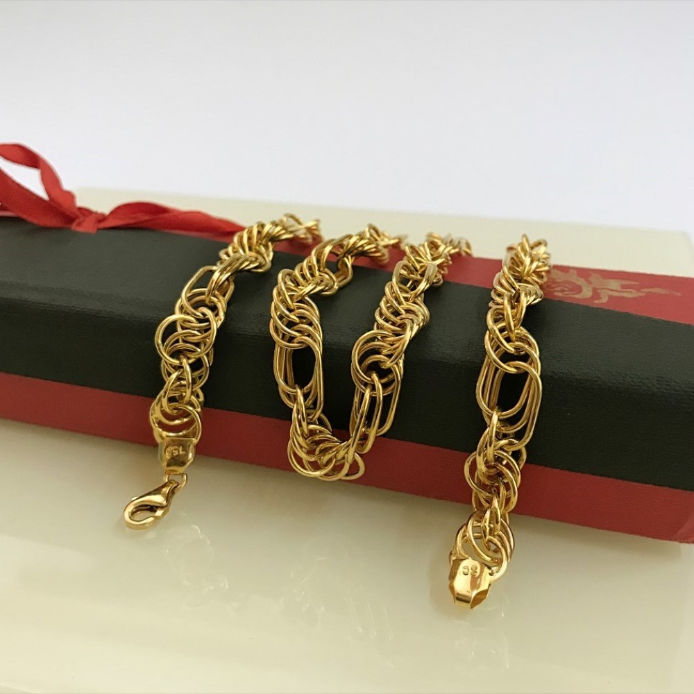 18 Kt Hallmark Real Solid Yellow Gold Necklace Men'S Figaro Chain 21.400g 20''L