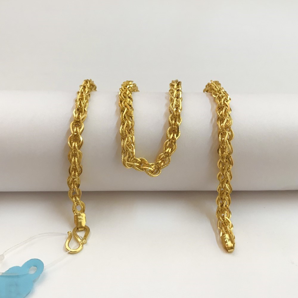 18 Kt Hallmark Real Solid Yellow Gold Curb Cuban Necklace Men'S Chain 21.700 Gm