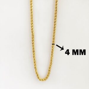 18 Kt Hallmark Real Solid Yellow Gold Silken Chunky Boho Rope Necklace Chain 4MM