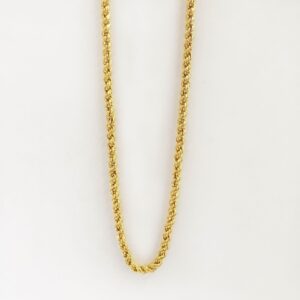 18 Kt Hallmark Real Solid Yellow Gold Silken Chunky Boho Rope Necklace Chain 4MM