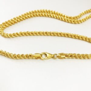 18 Kt Hallmark Real Solid Yellow Gold Silken Chunky Boho Rope Necklace Chain 4MM