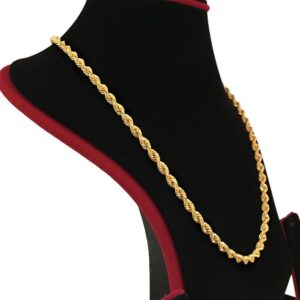 18Kt Hallmark Real Solid Yellow Gold Silken Chunky Boho Rope Necklace Chain 5MM