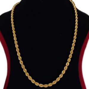 18Kt Hallmark Real Solid Yellow Gold Silken Chunky Boho Rope Necklace Chain 5MM