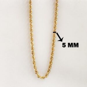 18Kt Hallmark Real Solid Yellow Gold Silken Chunky Boho Rope Necklace Chain 5MM