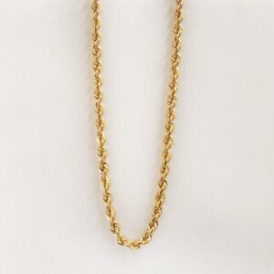 18Kt Hallmark Real Solid Yellow Gold Silken Chunky Boho Rope Necklace Chain 5MM