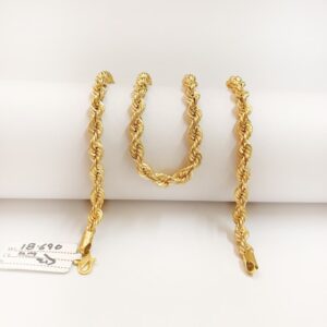 18Kt Hallmark Real Solid Yellow Gold Silken Chunky Boho Rope Necklace Chain 5MM