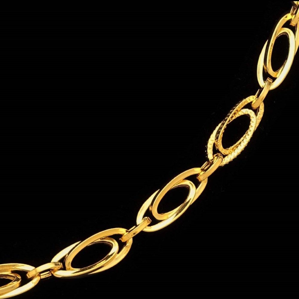 22Kt Real Solid Yellow Gold Hallmark Necklace Curb Oval Link Chain 22 Grams