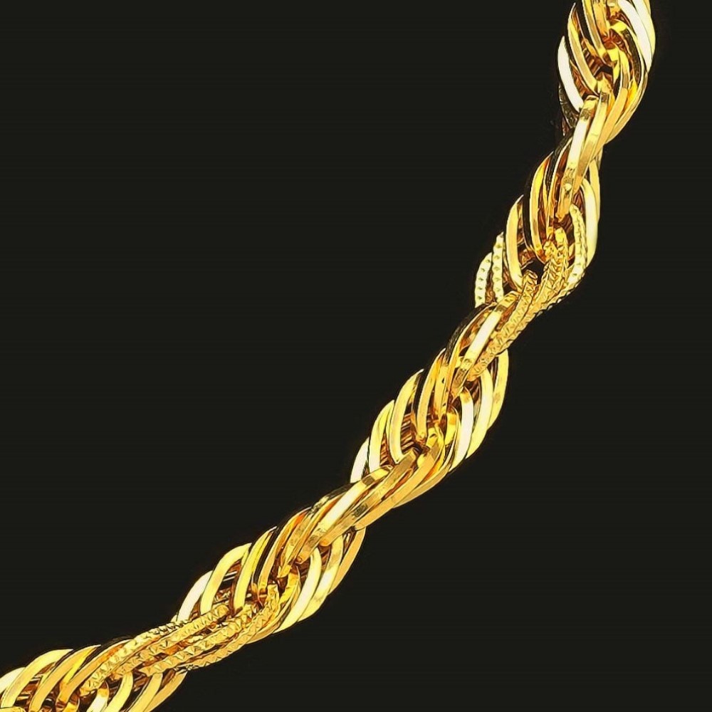 22Kt Real Solid Yellow Gold Hallmark Necklace Luxury Men'S Twist Chain 34 Grams