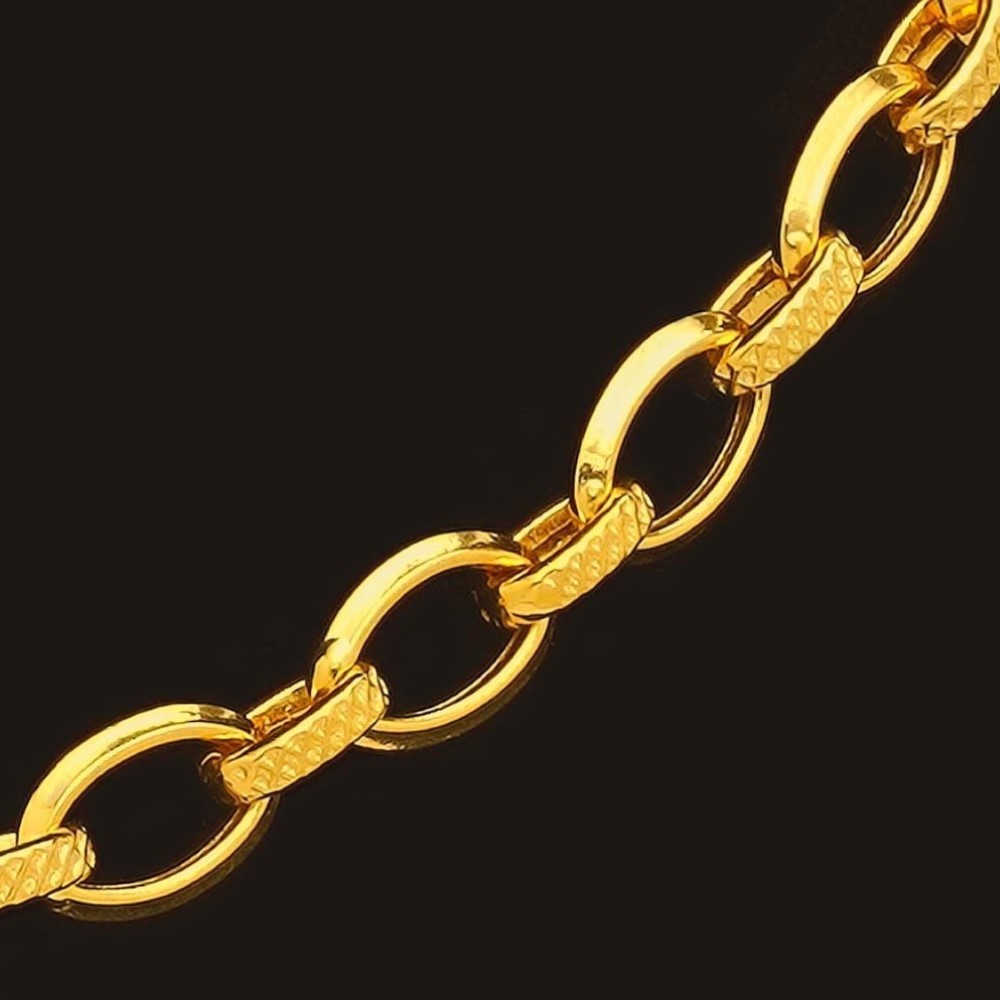 22 Kt Real Solid Yellow Gold Necklace Hallmark Curb Oval Link Chain 18 Grams