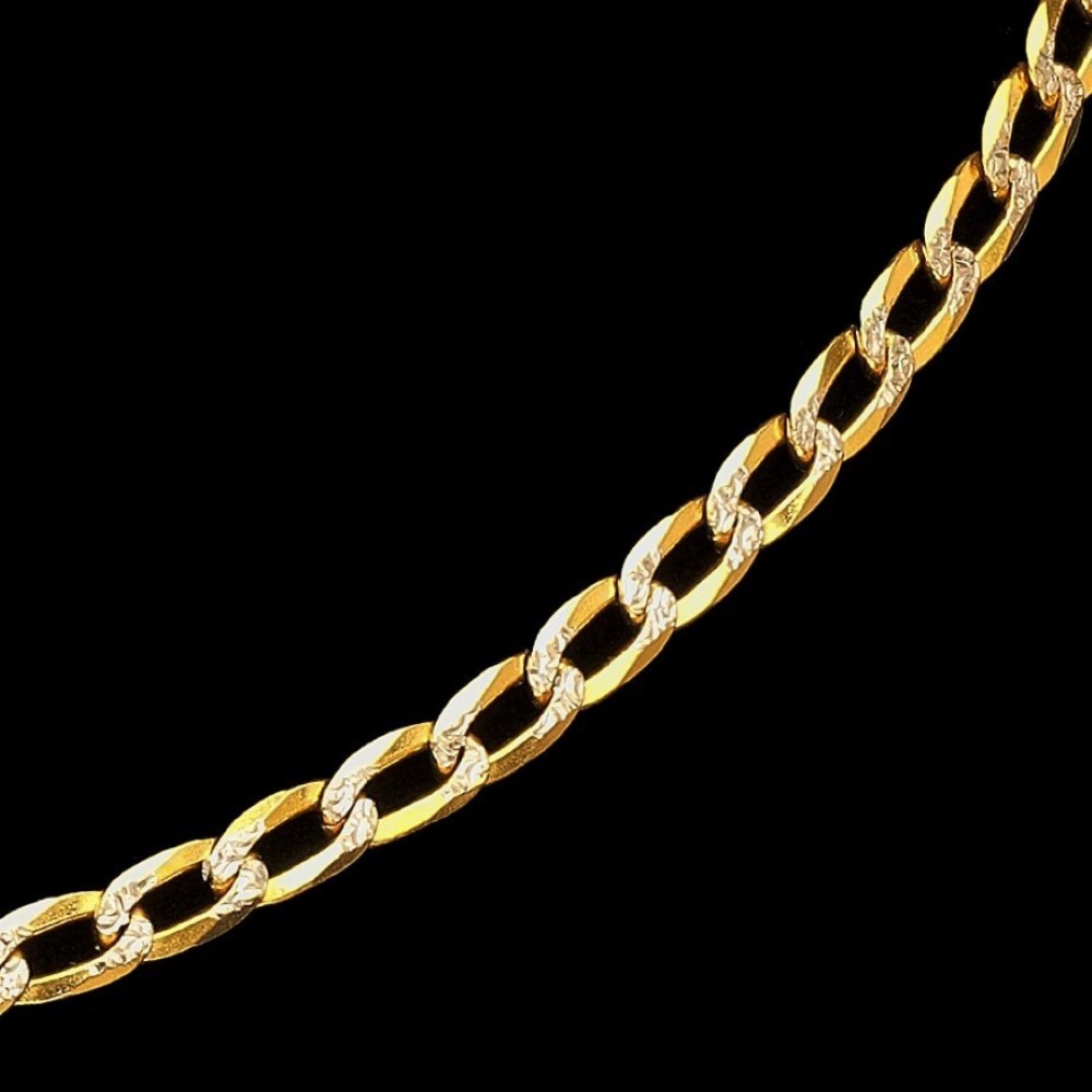 22 Kt Solid Yellow Gold Necklace Hip Hop 2 Tone Link Chain 28 Gm 18'' 20'' 22''L