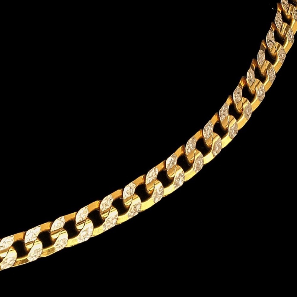 22Kt Solid Yellow Gold Necklace Hip Hop 2 Tone Heavy Chain 28 g 18'' 20'' 22''L
