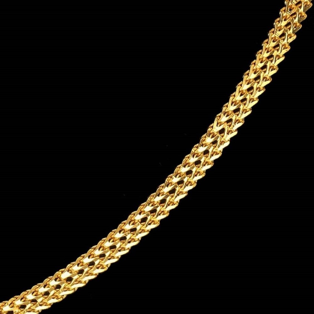 22Kt Real Solid Yellow Gold Hallmark Curb Cuban Necklace Double Line Chain 20 g