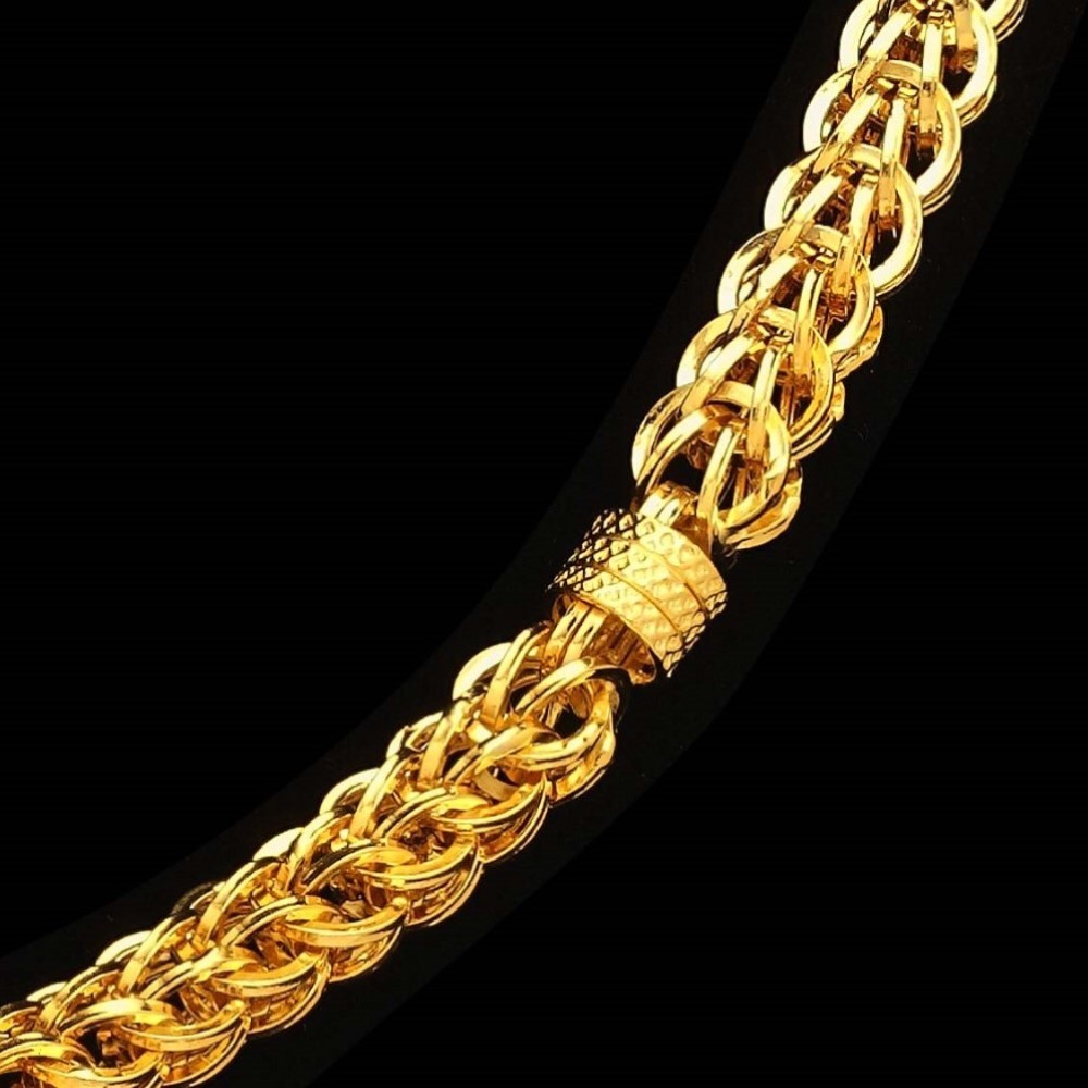 22Kt Real Solid Yellow Gold Hallmark Necklace Interlink Men'S Chain 50 Grams