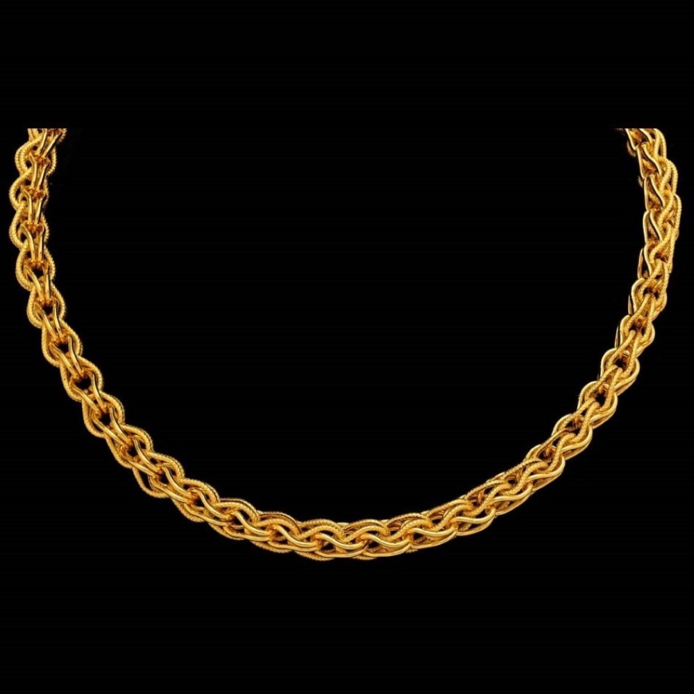 22Kt Real Solid Yellow Gold Hallmark Necklace Interlink Men's Chain 60 Grams - Image 2